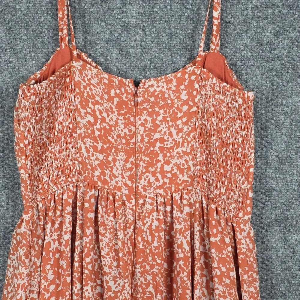 Abercrombie & Fitch Womens Small Maxi Dress Orange White Abstract Ruched Slit